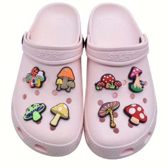 10pcs Colorful Mushroom Theme Croc Shoe Charms - Picture 1 of 2